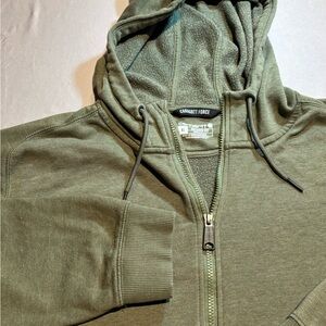 Carhartt Force Hoodie Mens XL Green Relaxed Fit Full Zip Sweatshirt Workwear